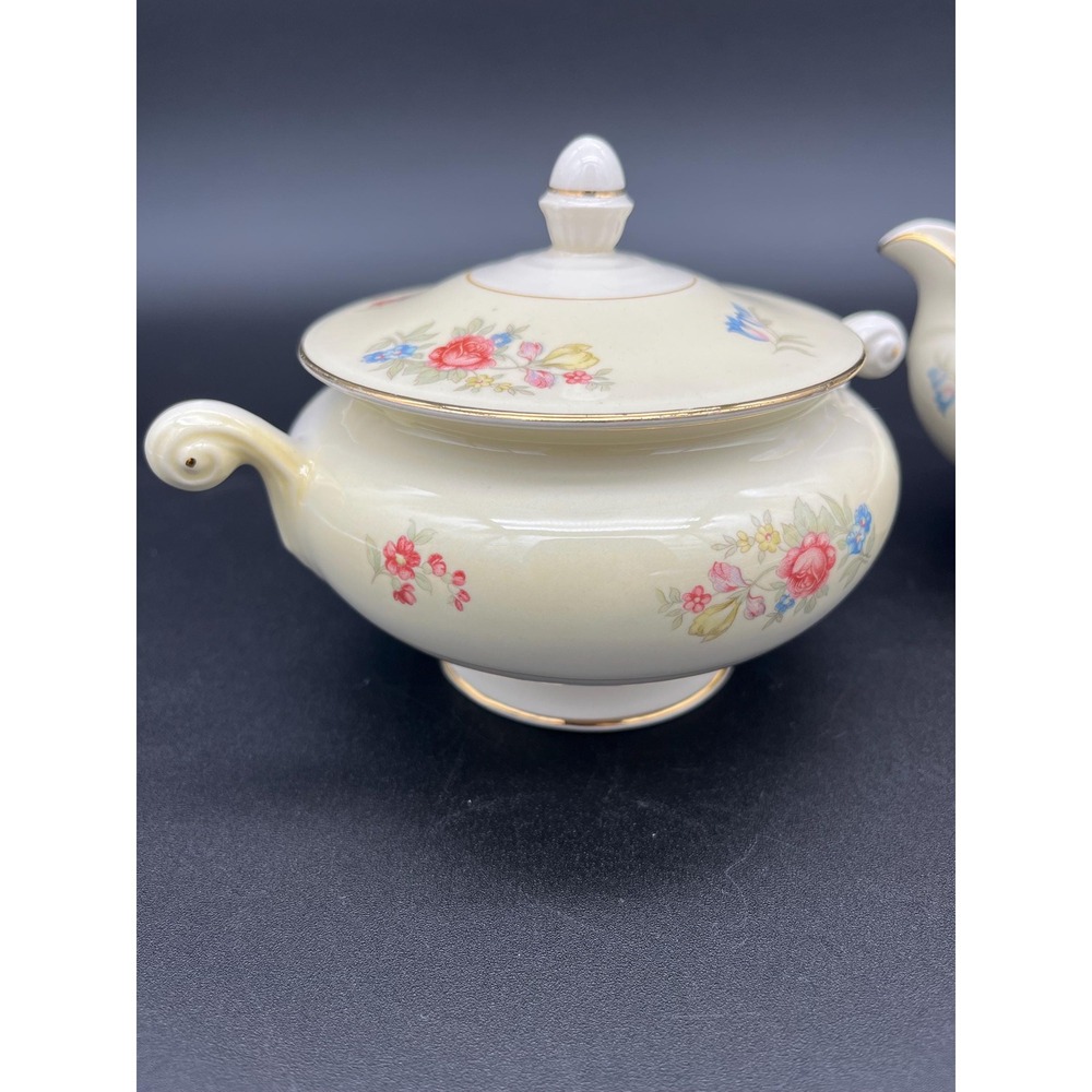 Creamer and Sugar Bowl Set Dresden Homer Laughlin Eggshell Nautilus - Picture 4 of 17